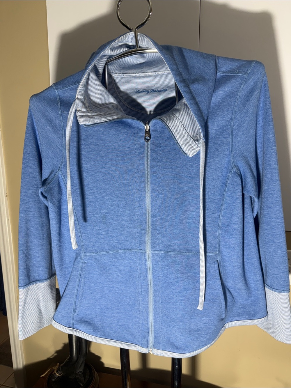 Tommy Bahama Blue Zip-Up Bomber Hoodie